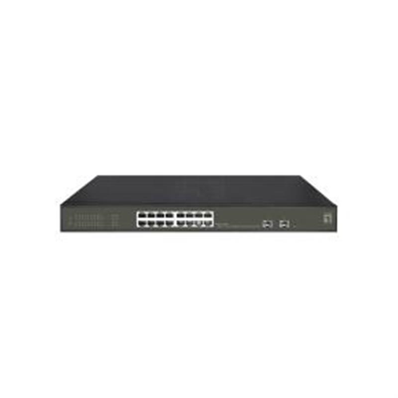 LevelOne Hilbert 18-Port Gigabit PoE Smart Lite Switch 16 PoE Outputs 2 x Gigabit SFP 8