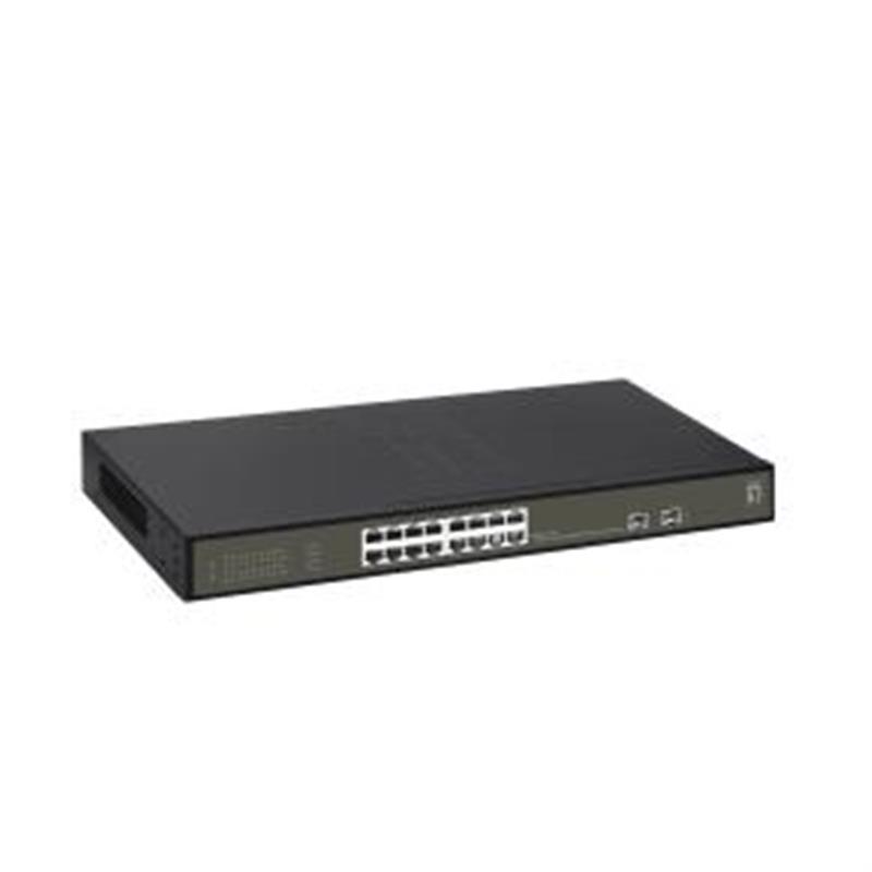 LevelOne Hilbert 18-Port Gigabit PoE Smart Lite Switch 16 PoE Outputs 2 x Gigabit SFP 8