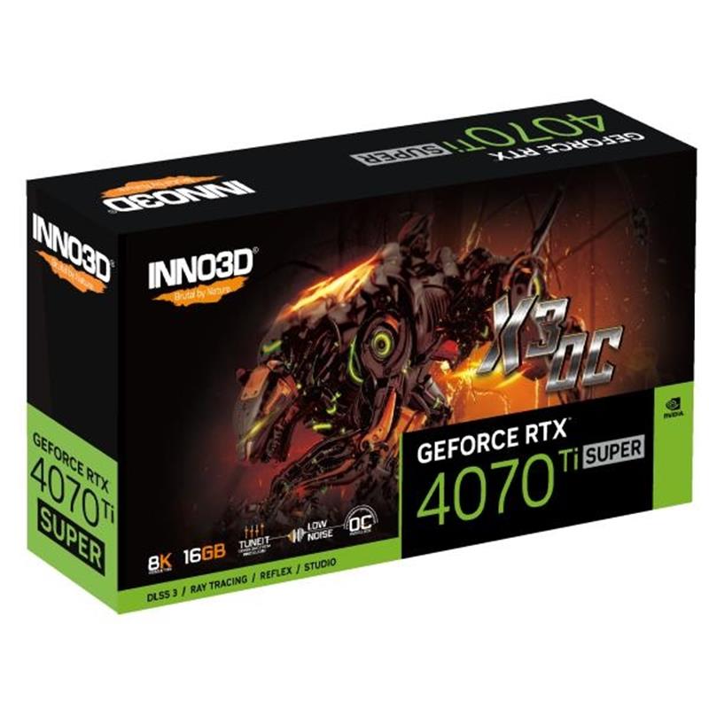 INNO3D GeForce RTX 4070Ti SUPER X3OC 16GB GDDR6X 256-bit 2640 21Gbps