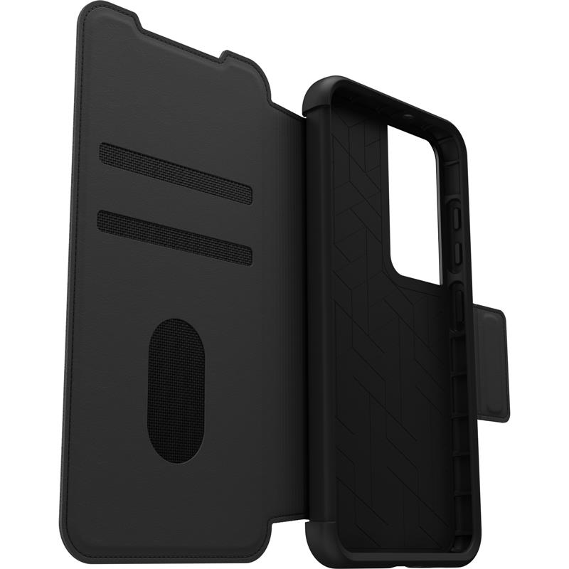 OtterBox Strada-hoesje voor Galaxy S23, schokbestendig, valbestendig, lederen folio met kaarthouder, 3x getest volgens militaire standaard, Zwart