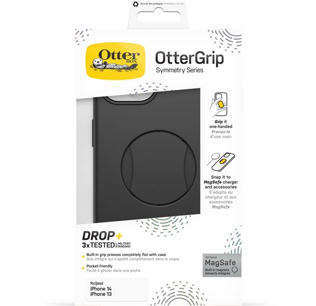 OtterBox OtterGrip Symmetry hoes voor iPhone 14/iPhone 13 voor MagSafe, valbestendig, beschermhoes met ingebouwde grip, 3x getest volgens militaire st