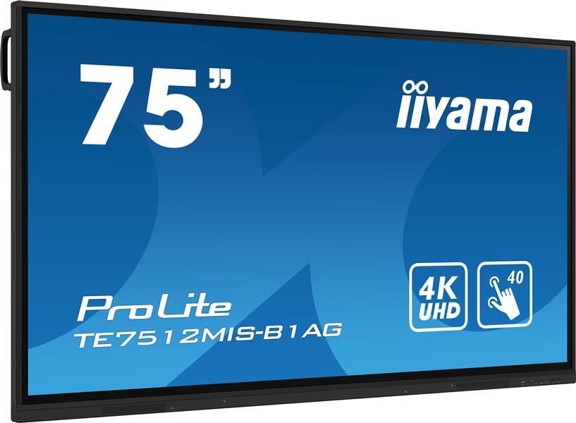 iiyama PROLITE Digitale signage flatscreen 190,5 cm (75"") Wifi 400 cd/m² 4K Ultra HD Zwart Touchscreen Type processor Android 11 16/7