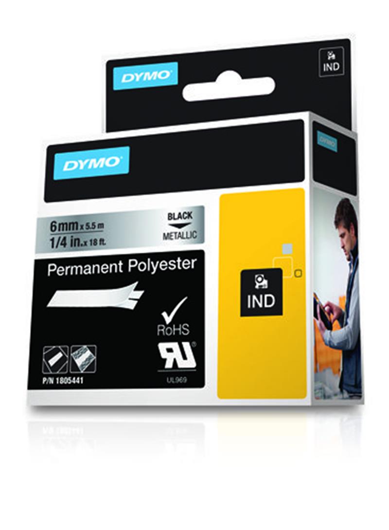 DYMO 1805441 labelprinter-tape Zwart op metallic