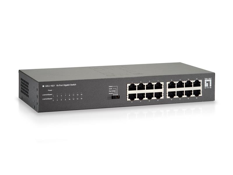 LevelOne GEU-1621 netwerk-switch Gigabit Ethernet (10/100/1000) Grijs