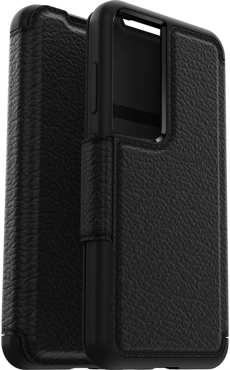 OtterBox Strada-hoesje voor Galaxy S23, schokbestendig, valbestendig, lederen folio met kaarthouder, 3x getest volgens militaire standaard, Zwart