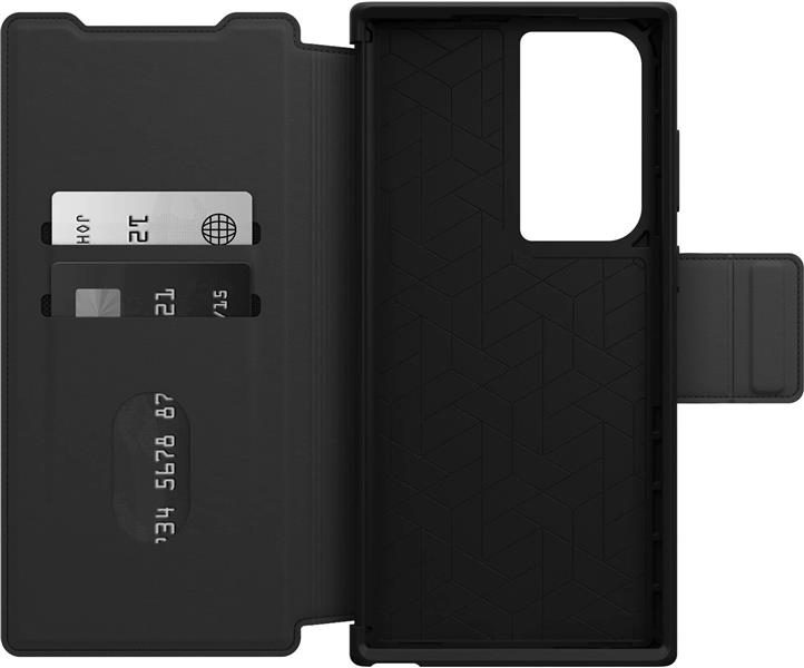 OtterBox Strada-hoesje voor Galaxy S23 Ultra, schokbestendig, valbestendig, lederen folio met kaarthouder, 3x getest volgens militaire standaard, Zwar