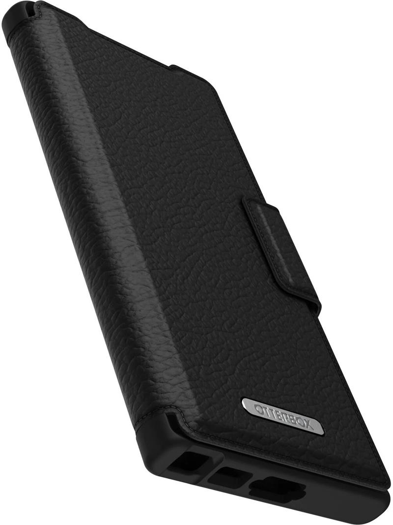 OtterBox Strada-hoesje voor Galaxy S23 Ultra, schokbestendig, valbestendig, lederen folio met kaarthouder, 3x getest volgens militaire standaard, Zwar