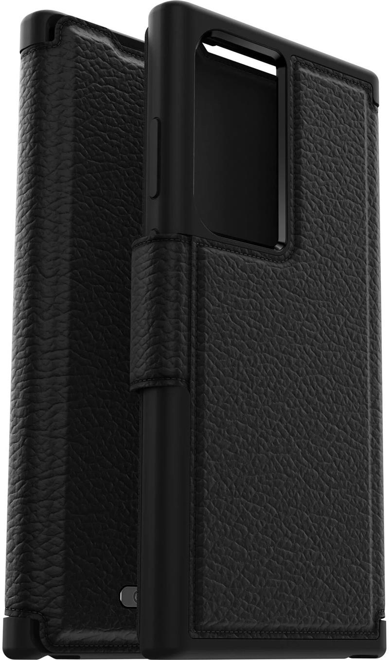 OtterBox Strada-hoesje voor Galaxy S23 Ultra, schokbestendig, valbestendig, lederen folio met kaarthouder, 3x getest volgens militaire standaard, Zwar