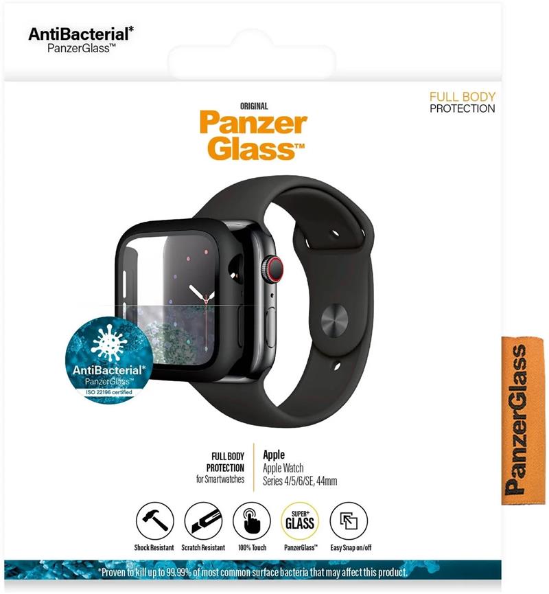 PanzerGlass Full Body Apple Watch 4 5 6 SE 44 mm - Black Anti-Bacterial