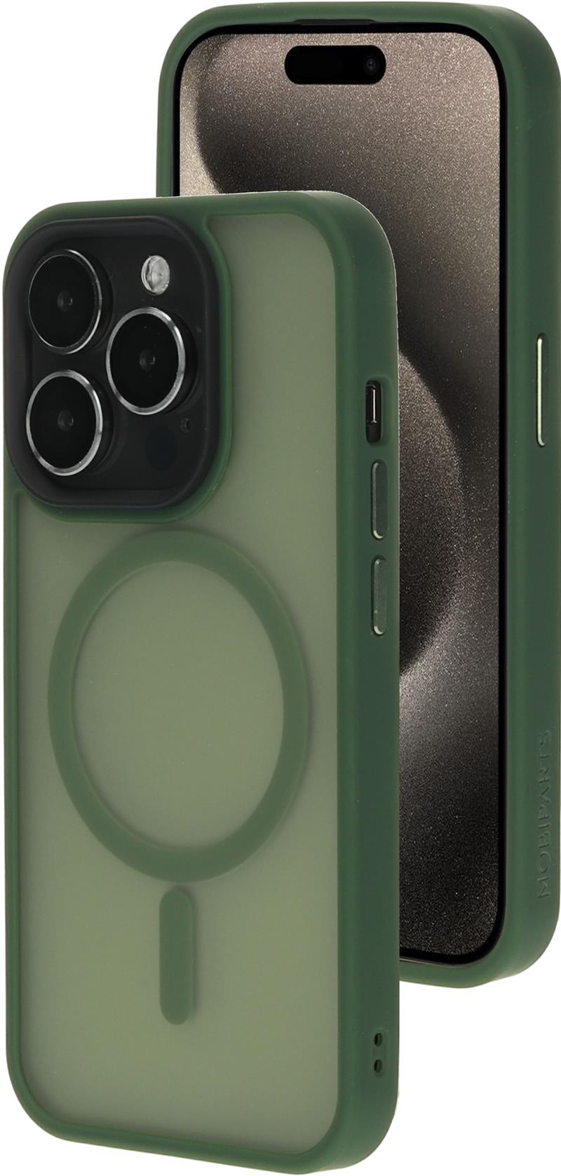 Mobiparts Hardcover Apple iPhone 15 Pro Satin Green Magsafe Compatible 