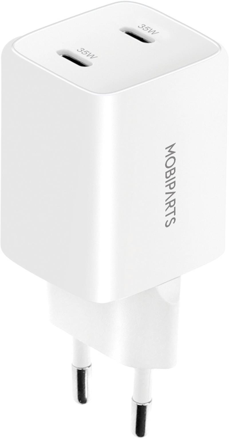 Mobiparts GaN Wall Charger Dual USB-C 35W White with PD 