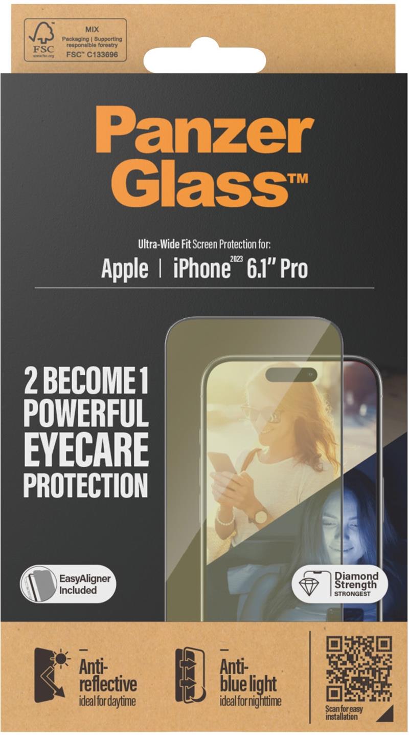 PanzerGlass Apple iPhone 15 Pro Anti-Reflective Anti-Bluelight UWF with EasyAligner