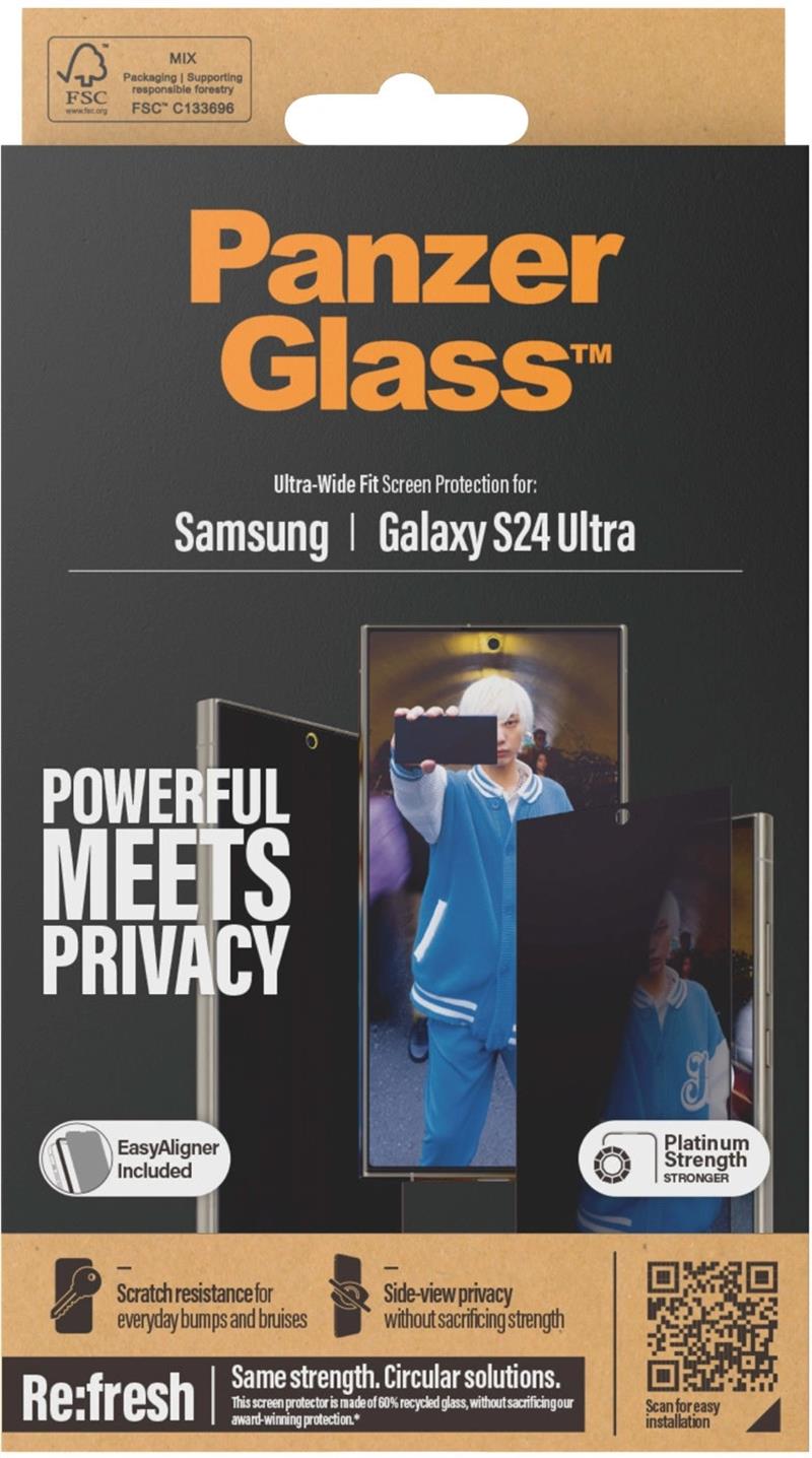 PanzerGlass Samsung Galaxy S24 Ultra 5G Ultra-Wide Fit Privacy with EasyAligner