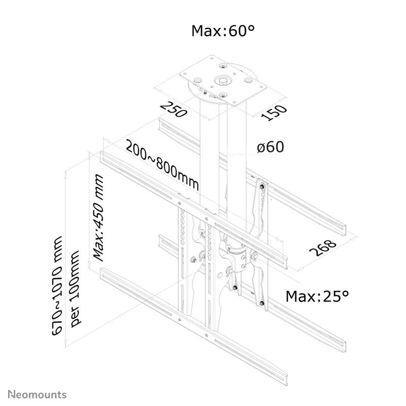 Neomounts monitor plafondsteun