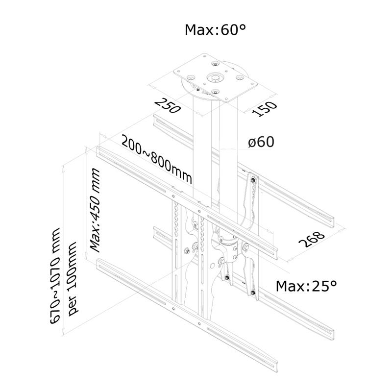 Neomounts monitor plafondsteun