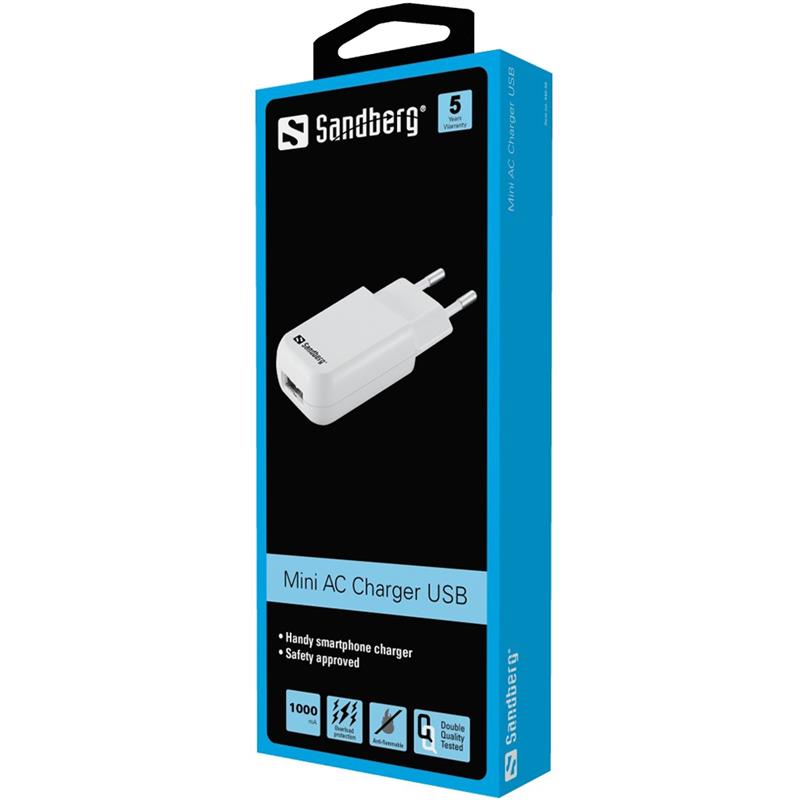 Sandberg Mini AC charger USB 1A EU