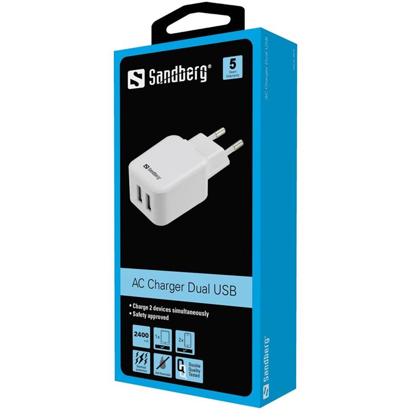 Sandberg AC Charger Dual USB 2.4+1A EU