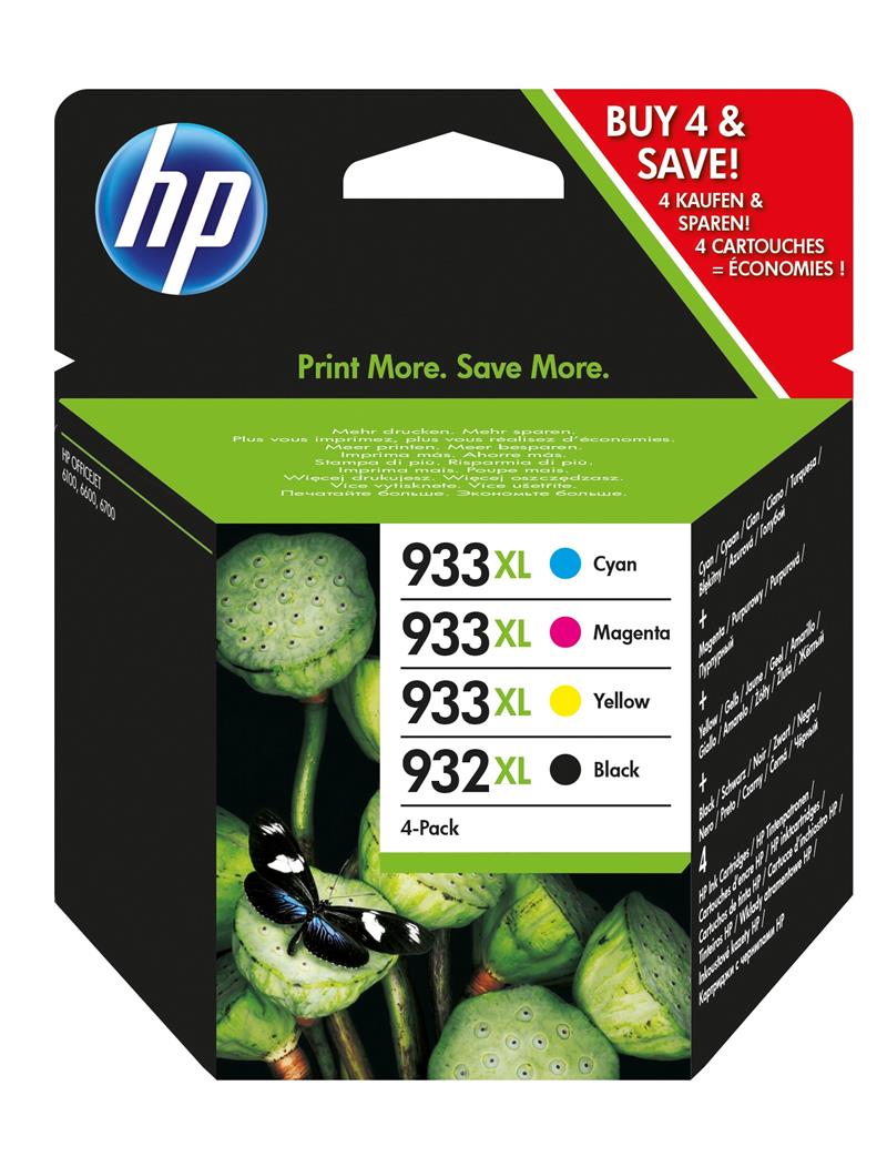 HP 932XL/933XL Origineel Zwart, Cyaan, Magenta, Geel Multipack 4 stuk(s)
