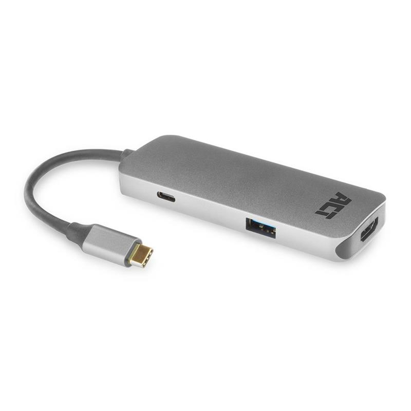 ACT AC7024 interface hub USB 3.2 Gen 1 (3.1 Gen 1) Type-C 5000 Mbit/s Grijs