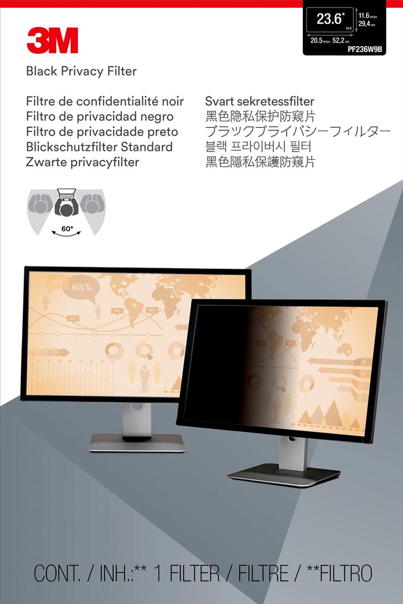 3M Privacyfilter voor breedbeeldscherm voor desktop 23,6""