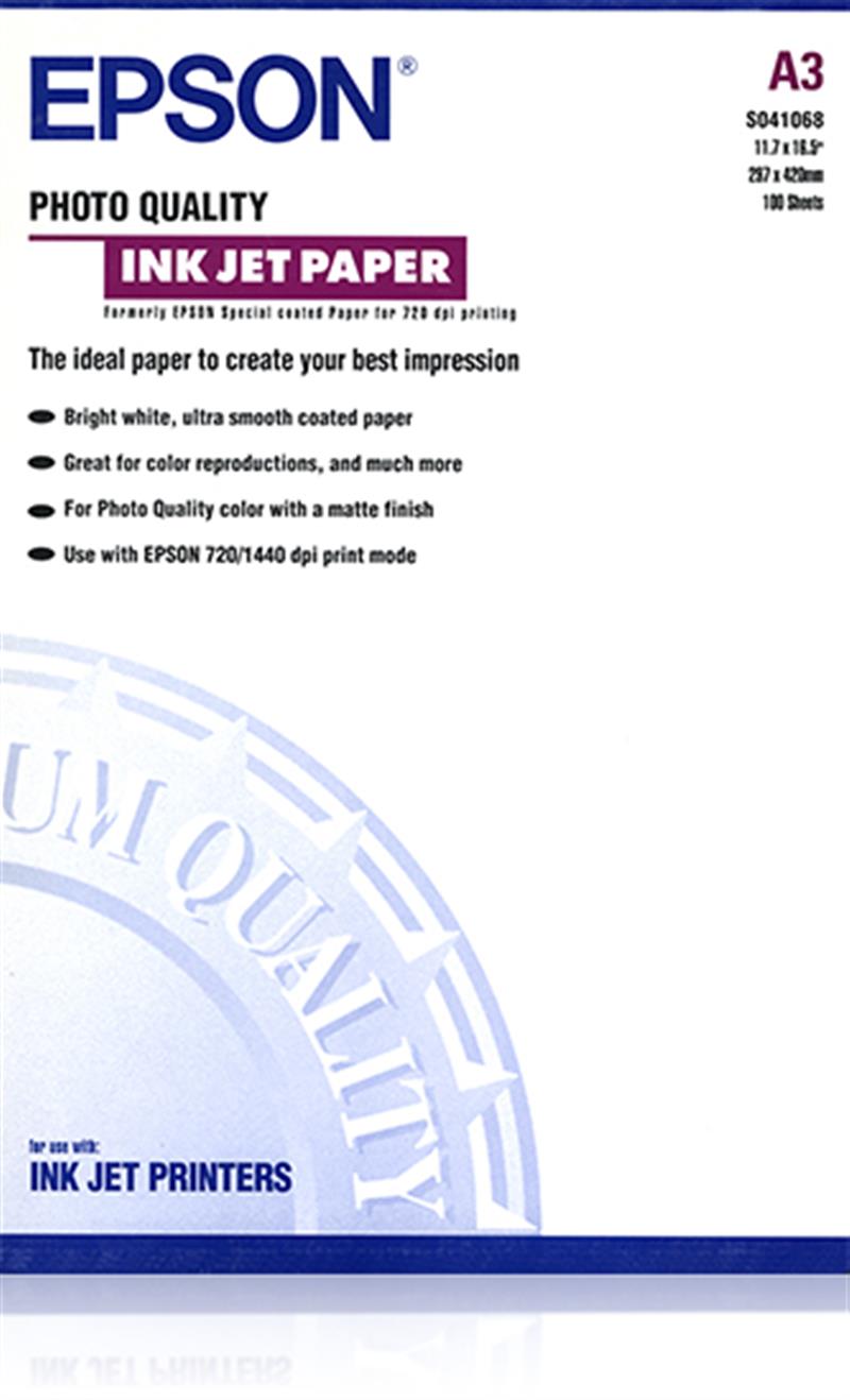 Epson Photo Quality Ink Jet Paper, DIN A3, 104g/m², 100 Vel