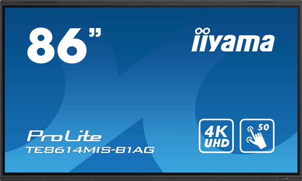 iiyama TE8614MIS-B1AG beeldkrant Interactief flatscreen 2,17 m (85.6"") LCD Wifi 435 cd/m² 4K Ultra HD Zwart Touchscreen Type processor Android 24/7