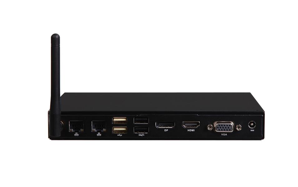 Giada MiniPC barebone F105D fanless Intel Celeron N3450 HD Graphics 550 2 GB on-board 1x SO-DIMM DDR3-L 1x Sata 1x mSata 2x GB Lan 3 x USB2 3x USB3 VG