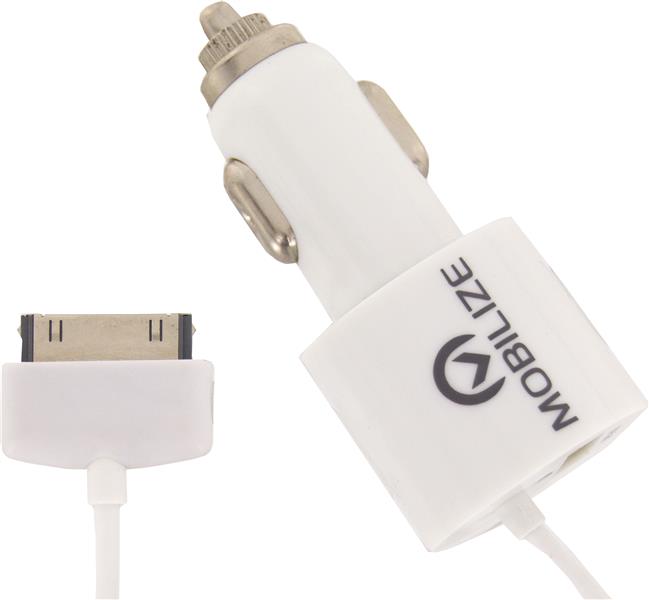 Mobilize Car Charger Apple 30-pin USB 4 2A 20W White