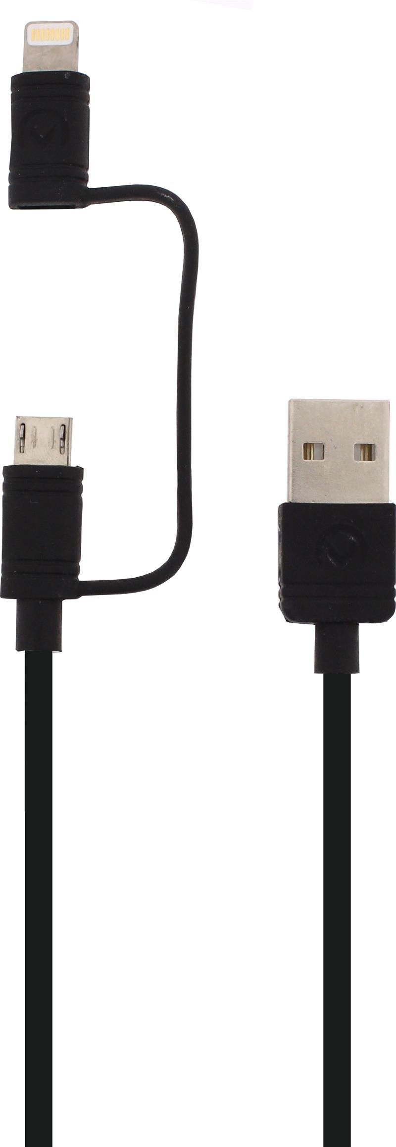 Mobilize 2in1 Cable USB to Apple MFi Lightning or Micro USB 1 5m Black