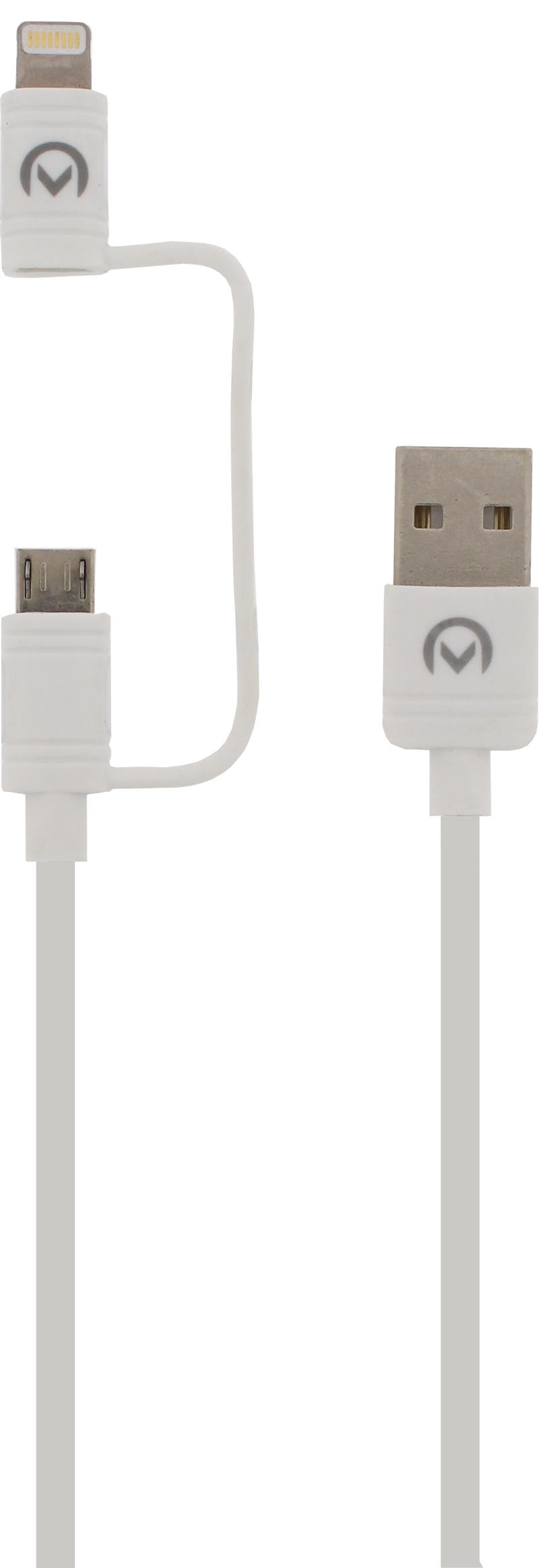 Mobilize 2in1 Cable USB to Apple MFi Lightning or Micro USB 1 5m White