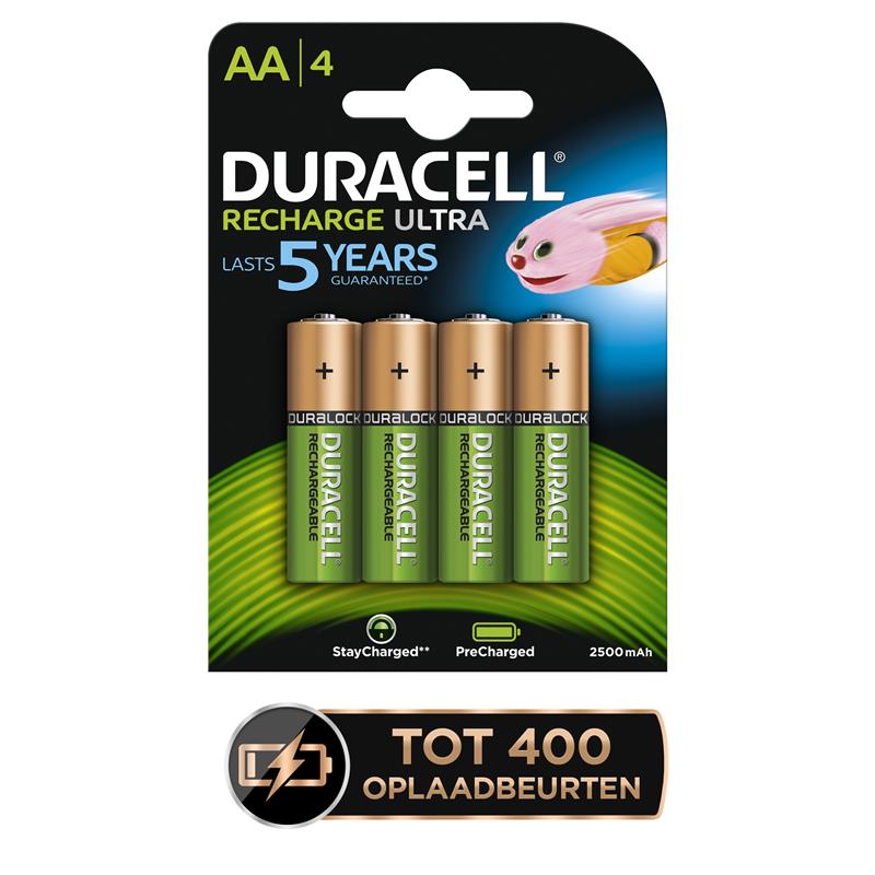 Duracell Recharge Ultra AA-batterijen, verpakking van 4