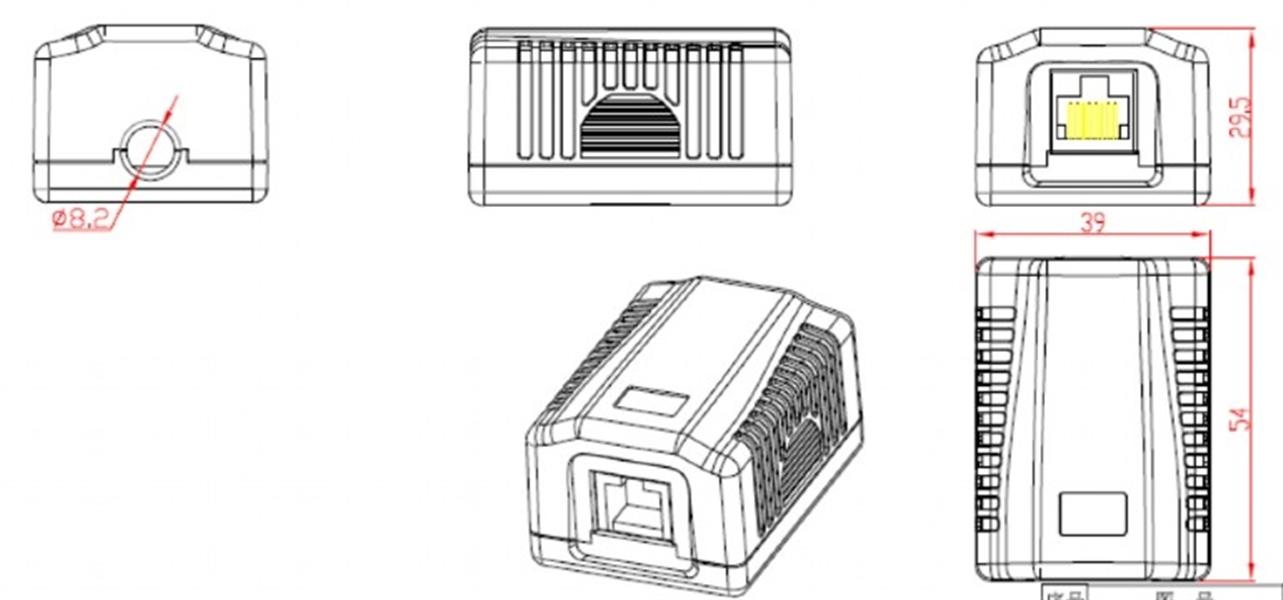 Gembird CAT6 FTP LAN-opbouwdoos 1-poorts kan ook CAT5E en UTP kabel in met schroeven en zelfklevende tape Keystone Jack