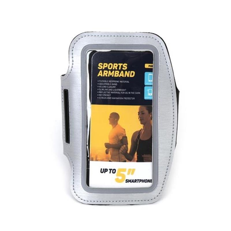 Platinet POSGR mobiele telefoon behuizingen 12,7 cm (5"") Armband doos Zwart, Grijs, Transparant