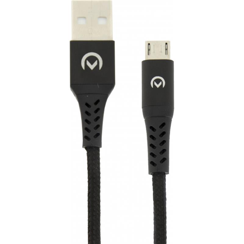 Mobilize Strong Nylon Cable USB to Micro USB 20cm 12W Black