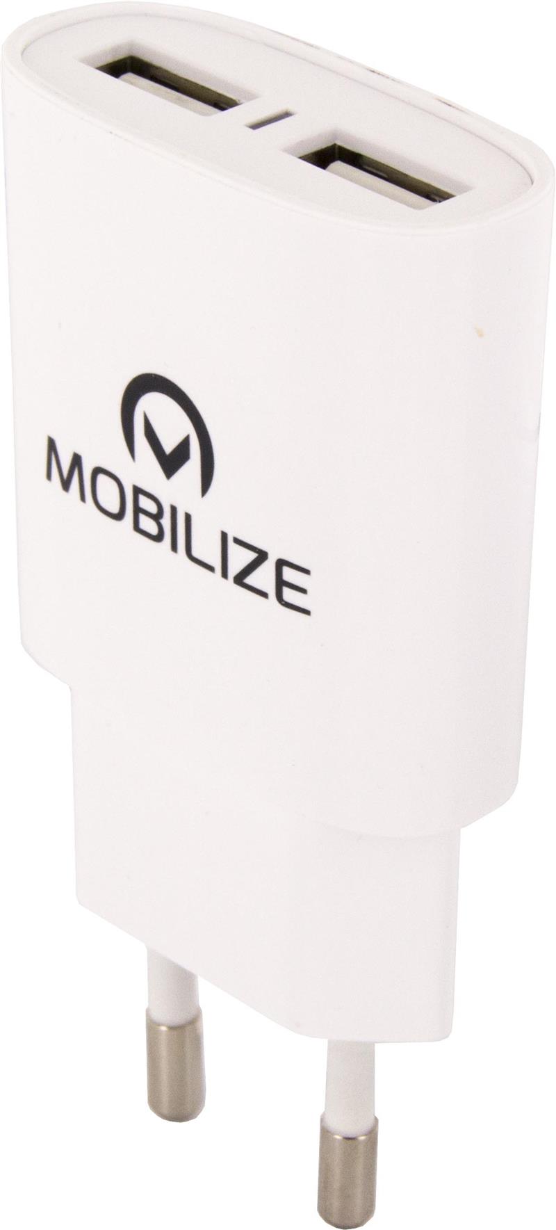 Mobilize Wall Charger 2x USB Micro USB Cable 12W 1m White