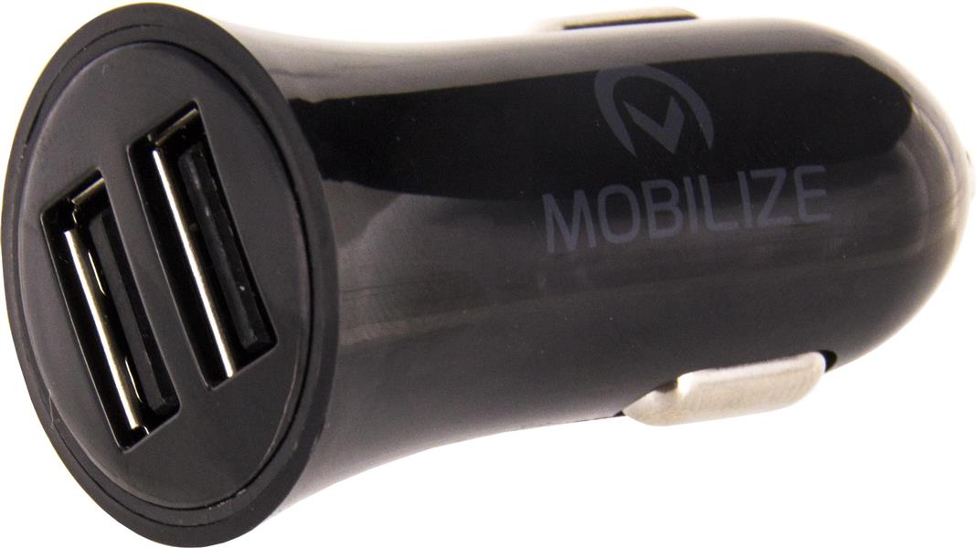 Mobilize Car Charger 2x USB 24W USB to Micro USB Cable 1m Black