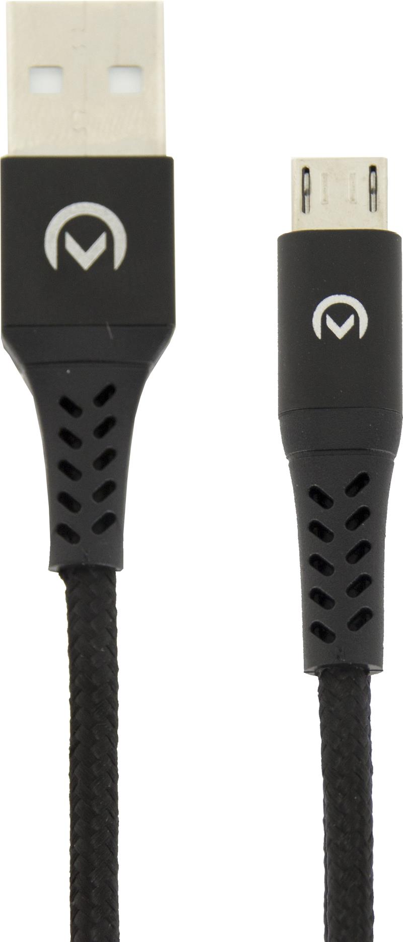 Mobilize Strong Nylon Cable USB to Micro USB 1m 12W Black