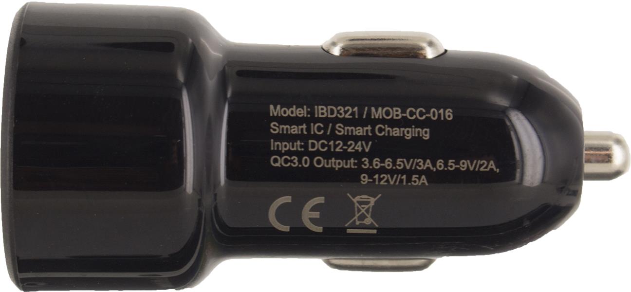 Mobilize Car Charger USB with Qualcomm QC3 0 20W Black