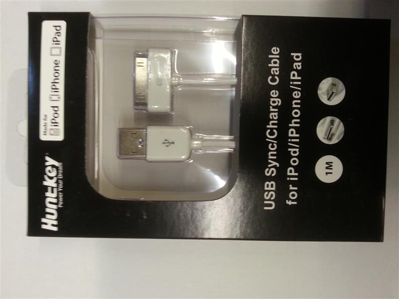 Huntkey ipod iphone iPad charging cable white apple approved certified 30 pin Apple dock to USB vgl MA591G C 