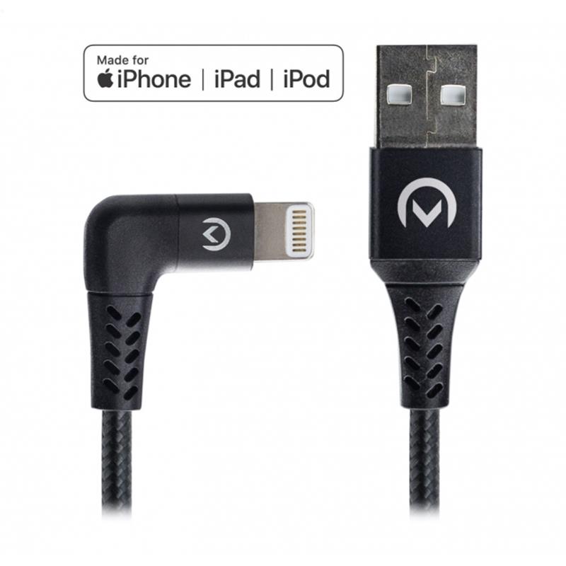 Mobilize Strong Nylon 90 ° Cable Apple MFi Lightning 1 5m 12W Black