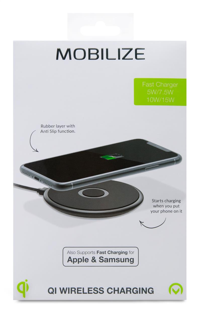 Mobilize Wireless Qi Fast Charger Flat 5W 7 5W 10W 15W Black