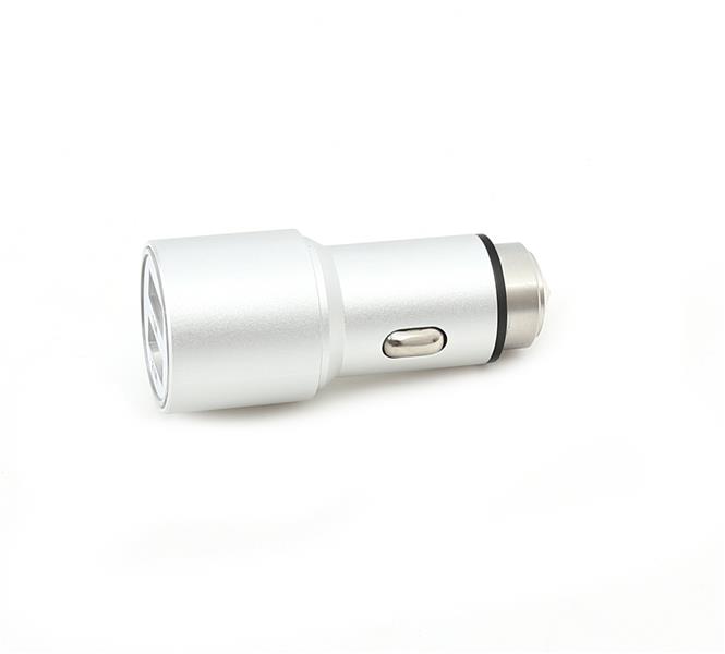 OMEGA CAR CHARGER METAL 2xUSB 5V 2 1A SILVER 43344