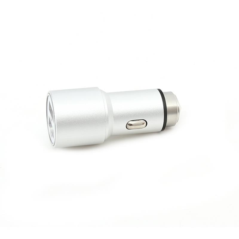 OMEGA CAR CHARGER METAL 2xUSB 5V 2 1A SILVER 43344