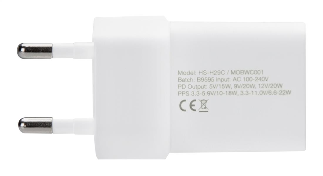 Mobilize Wall Charger USB-C 20W with PD PPS USB-C Nylon Cable 1 2m White