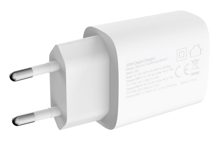 Mobilize Wall Charger USB-C USB 25W with PD PPS White