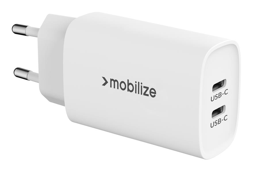 Mobilize Wall Charger 2x USB-C GaN 45W with PD PPS White