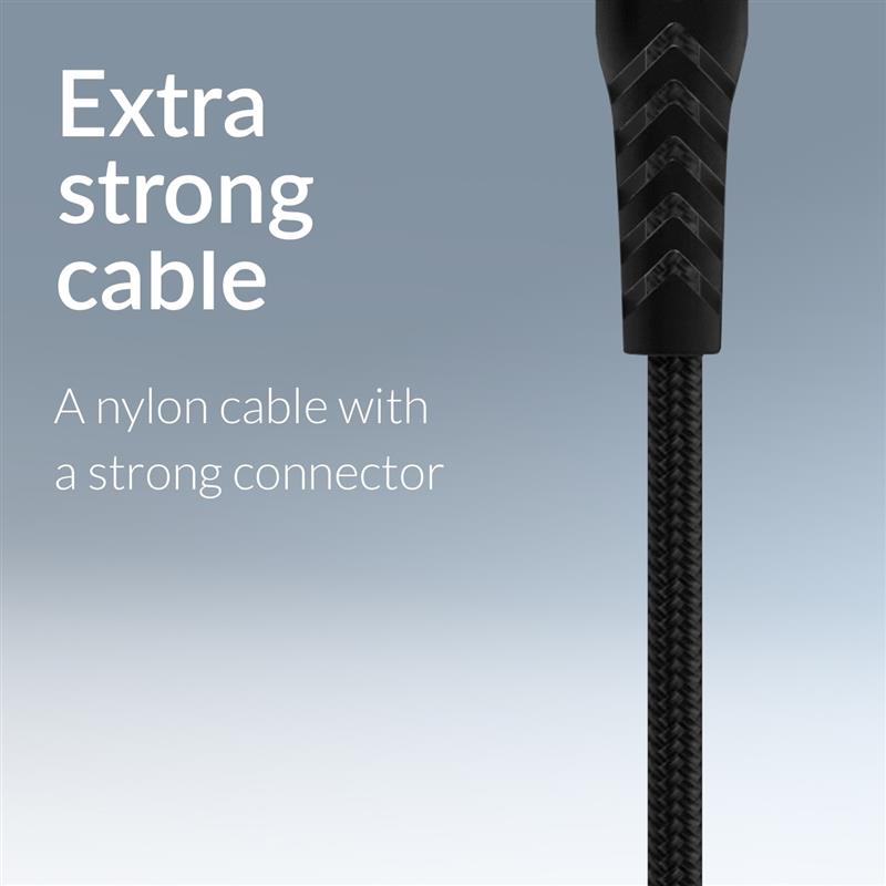 Mobilize Strong Nylon Cable USB-C to USB-C 20cm 100W Black