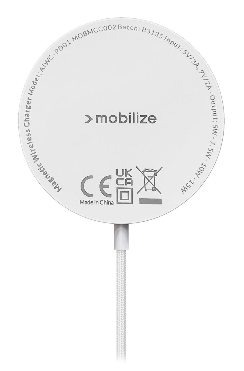 Mobilize Strong Magnetic MagSafe Compatible Wireless Charger 15W White