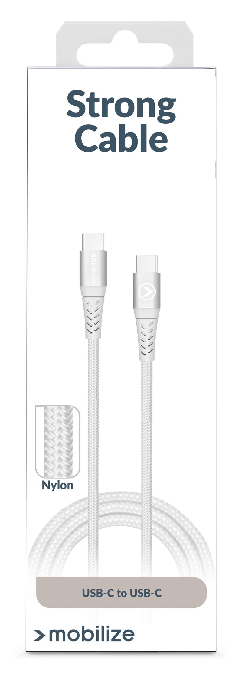 Mobilize Strong Nylon Cable USB-C to USB-C 1m 100W White