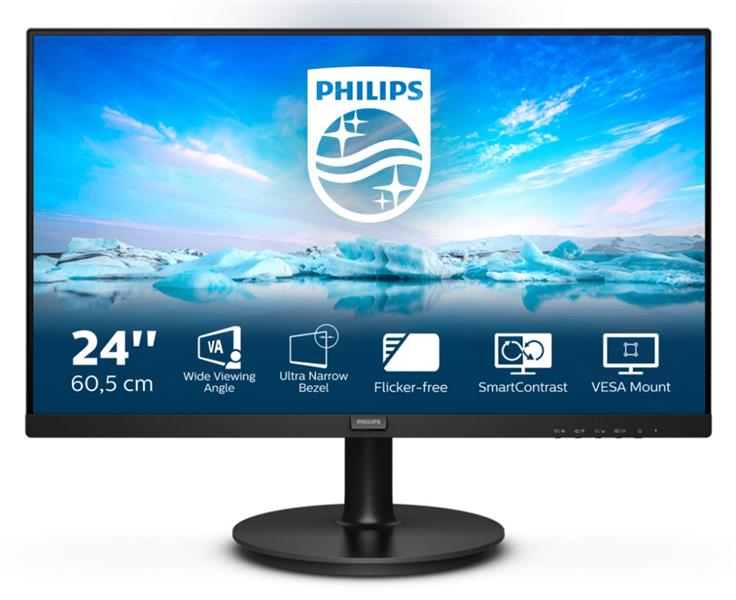 Philips V Line 241V8LA/00 LED display 60,5 cm (23.8"") 1920 x 1080 Pixels Full HD Zwart